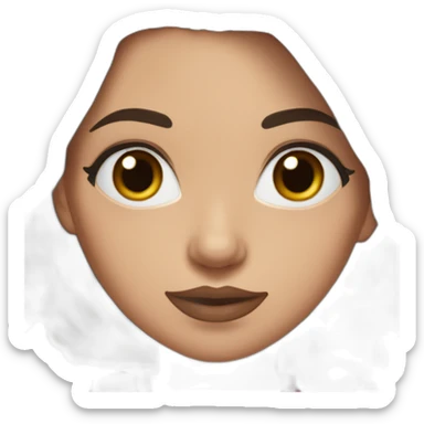 White women with long dark brown hair and long eyelashes dark brown eyes and with pink lips and thick dark brown eyebrows, athletic body, dressed in brown leggings and a brown top sticker