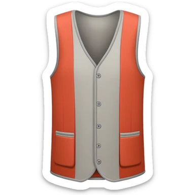 A 3D Apple-style emoji of a simple sleeveless vest (yelek), front view, minimal and clean design, soft fabric texture, neutral colors, cartoon-like and cute style sticker
