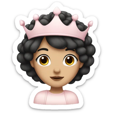 White and pastel pink crown in girl with black hair  sticker