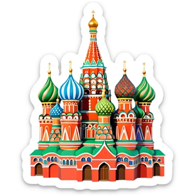 Moscow St. Basil's Cathedral in the form of a figurine souvenir sticker