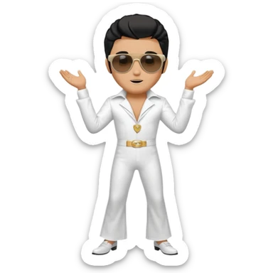 A boy with an Elvis Presley mask with sunglasses dressed as Elvis Presley sticker