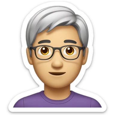 short hair Asian clerk sticker