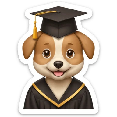 graduating cap dog sticker