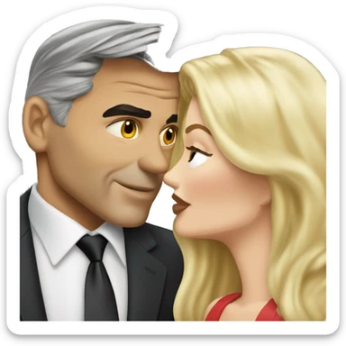 George Clooney kisses blonde woman  sticker
