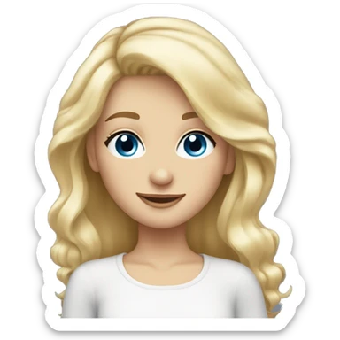blonder hair blue eyed girl pretty smiling long eyelashes  sticker