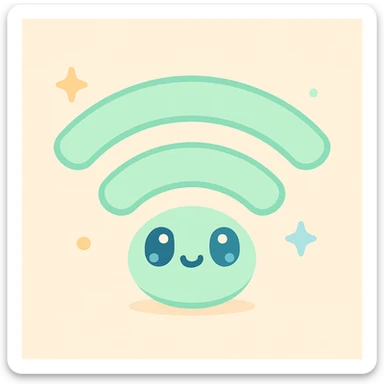 playful rounded friendly wifi symbol, cute and approachable style sticker