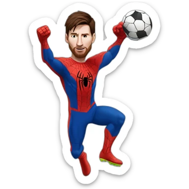 lionel messi as spider man kicking a ball sticker