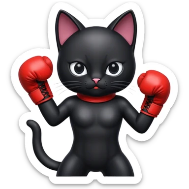 Black cat with boxing gloves on  sticker