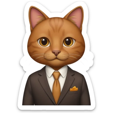 a brown and small cat and wear the suit sticker