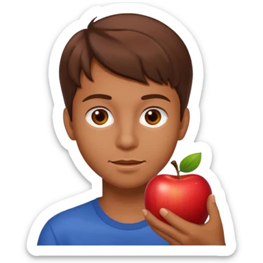 I want you to create an emoji of a SPANISH SERGEANT ,  He should be a young guy with brown hair, brown eyes, his skin color like he’s tan and he’s eating an apple  sticker