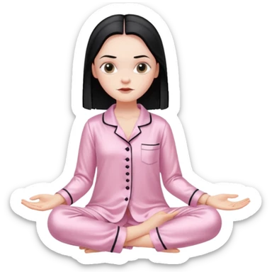 Wednesday Addams in a Light pink silk pyjamas set sticker