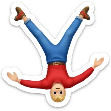 apple style emoji of a man tumbling head over heels down past a mountain sticker