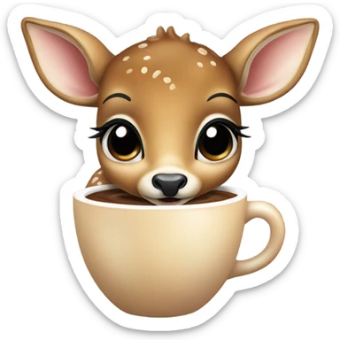 Baby deer drinking iced coffee sticker