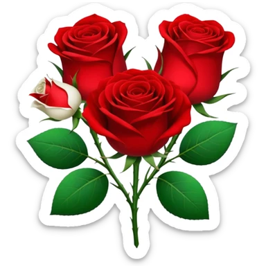 One red flower and one white flower in transparent bouquet with red band  sticker