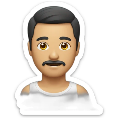 Filipino man with facial stubble in moustache and beard area, a short haircut with the fringe pushed up and to the left  sticker