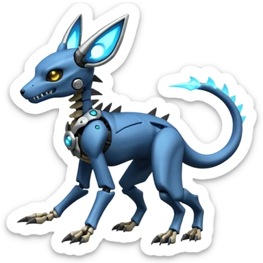 futuristic Skeleton-Cyborg-Manectric-Electrike-Cubone-Umbreon-Marowak-Draco-Fakémon-hybrid-creature (full body), 4 legs sticker