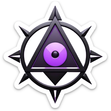 Emoji, dark futuristic occult sigil, symmetrical geometric shape, black metal with faint violet glow, gothic cyber aesthetic, minimal flat design, sharp edges, centered, transparent background sticker