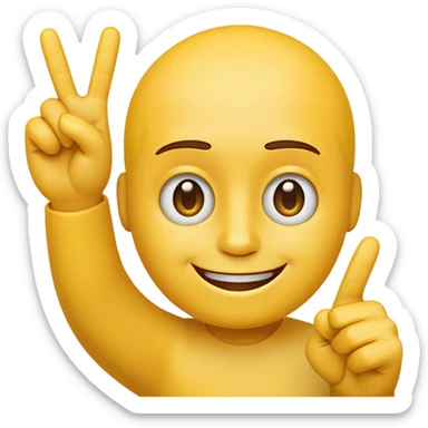 A simple yellow emoji face with one hand raised, holding up three fingers, the thumb, index, and middle finger (like the number three). Clean cartoon emoji style. sticker