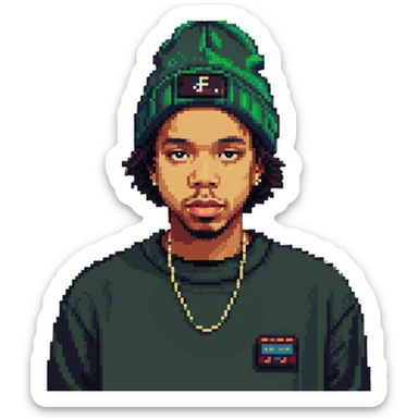 Earl Sweatshirt rapper with beanie and casual style sticker