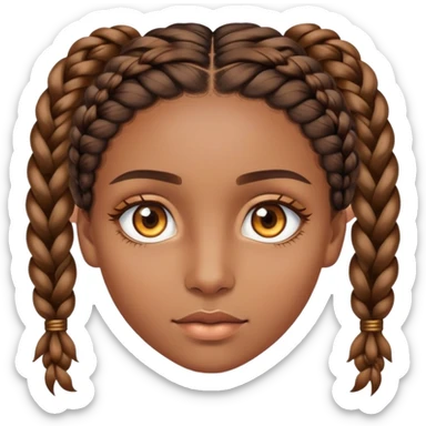 Femme peau marron , yeux vairons œil gauche marron est plus clair que l’œil droite , cheveux Braids lâcher fîne de couleur marron à la foid dorée  sticker