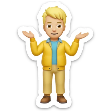 A 3D cartoon male character entirely in yellow, including skin, hair, and clothing, standing confidently, cheerful expression, full-body Memoji-style render with smooth shading, matching the Simpsons style. sticker
