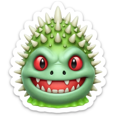 poisonous mushroom monster portrait, head and shoulders only, toxic green glow, scary grin, spiky mushroom head, 3D cartoon, mobile game icon style, clean background, no text, no watermark

 sticker