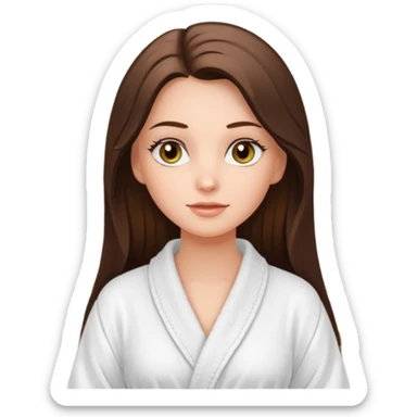 pretty white long brunette hair girl with hazel eyes in a bathrobe  at the spa sticker