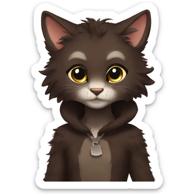 Anthro Shy Cute Cool Edgy Pretty Dark Brown Furry Feline Animal Anthro Sona sticker