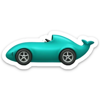 teal seal zooming along in teal racecar side view sticker