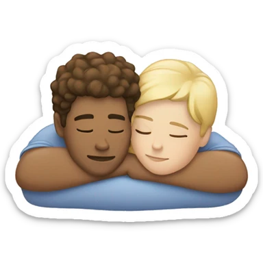 Two white people hugging lying down sticker
