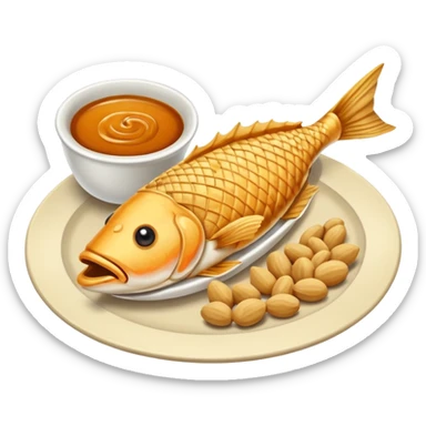fish and peanut indonesian food sticker