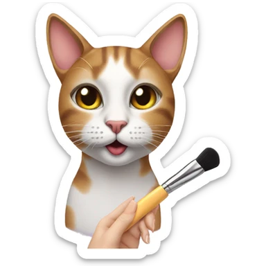 Cat applying makeup  sticker