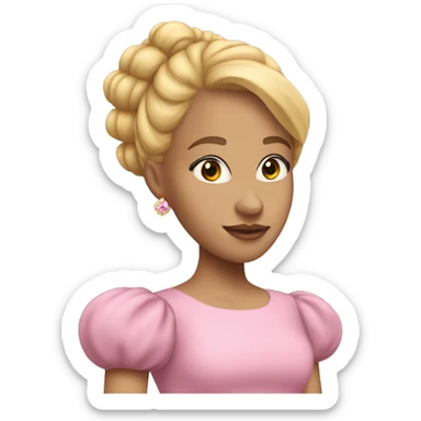 Blonde hair girl with beehive hair and crown in pink puff sleeve dress sticker