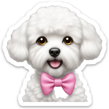 Bichon frise with pink bow on had sticker