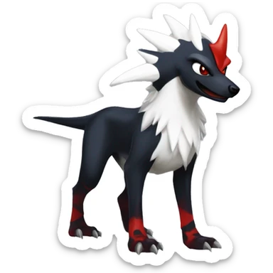 Black Cool Edgy Nargacuga-Houndoom-Garchomp-Absol Fakémon  with White and Red Edgy markings sticker