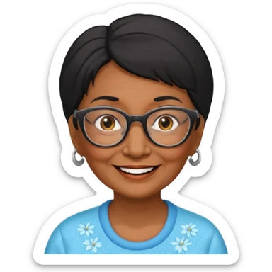 Old Lady 54 age black hair sticker