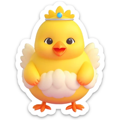 sweet fluffy baby chick with a bright halo sticker