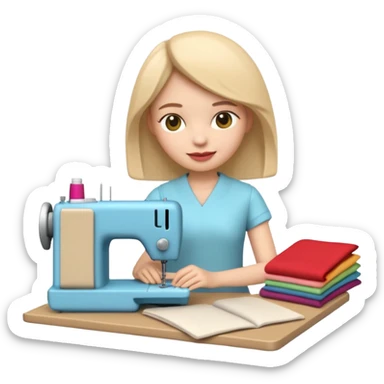 A 3D emoji with a apple Memoji style that the depicts a person who is learning to become a fashion designer as her highchool extended profile. She is young in a highschool age. She has items that are familiar with this job in the field sticker