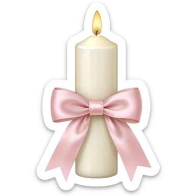 make a white candle with a light pink ribbon bow sticker