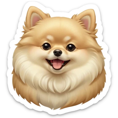 Cinematic Cute Yawning Cream Pomeranian Portrait Emoji, Head tilted slightly with a dramatic, wide-open yawn, showcasing a soft, fluffy cream Fur with gentle highlights, floppy ears slightly drooping, round dark eyes barely open in drowsy contentment, Simplified yet irresistibly adorable features, highly detailed, glowing with a soft, cozy glow, high shine, relaxed yet expressive, stylized with a touch of whimsy, bright and endearing, soft glowing outline, capturing the essence of a sleepy yet affectionate companion, so drowsy it feels like it could stretch right out of the screen and curl up for a nap! sticker