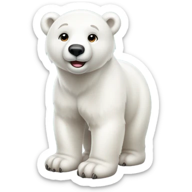 cute polar bear cub that is standing upright and wearing a scarf and sunglasses. sticker