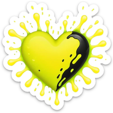 A neon yellow heart with black splashes inside the heart and The text UVP in the heart sticker