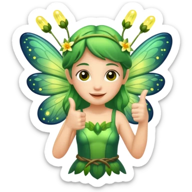 forest fairy double thumbs up with fireflies sticker