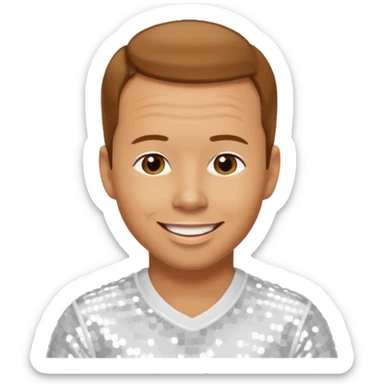 Donnie Wahlberg from NKOTB with golden brown hair, white sequin outfit sticker