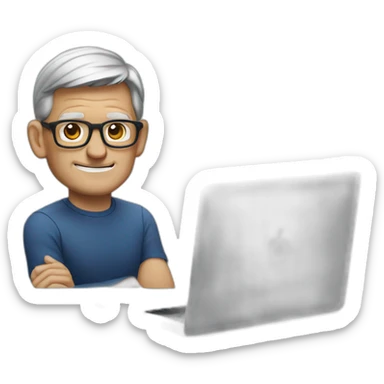 tim cook with a macbook pro sticker