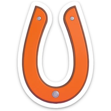 horseshoe, 3D, brown camel leather, orange enamel inlay, premium, no text sticker