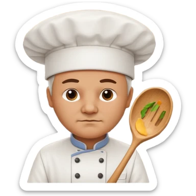 Est-ce que tu peux me faire un chef cuistot qui ressemble à Philippe Etchebest et qui est devant un restaurant?  sticker
