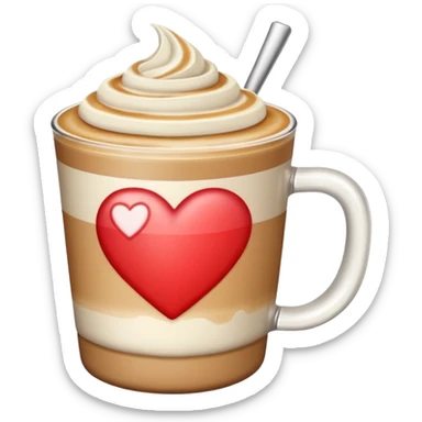 Latte with heart pattern milk on it sticker