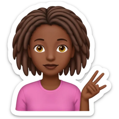 darkskin female women emoji with short locs pink shirt sticker