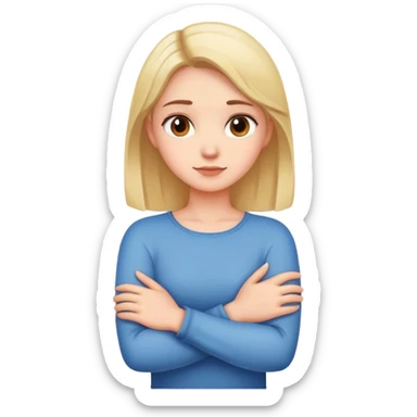A girl have her arms crossed around her neck sticker